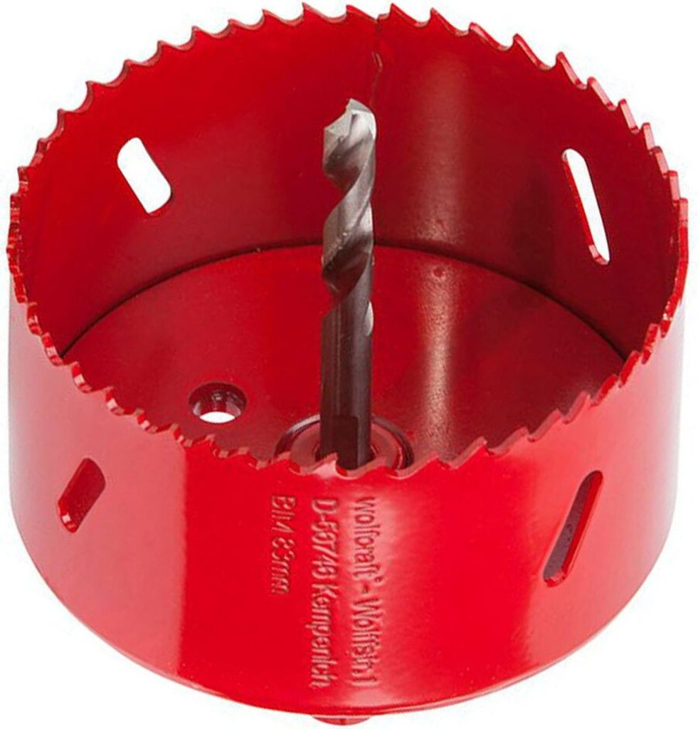 Wolfcraft 5476000 Komplette Kronensäge Mit Adapter Und Pilotbit 83 Mm Rot Rot One Size