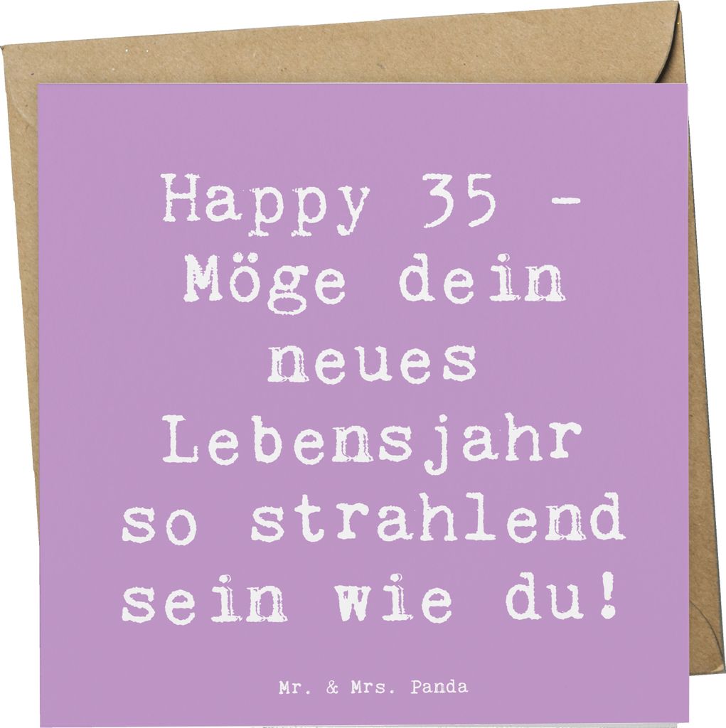 Mr. & Mrs. Panda Grußkarte Spruch 35. Geburtstag Glückwünsche - Lavendeltraum - Geschenk, Glückwunschkarte, Klappkarte, Lächeln, handgefertigt...