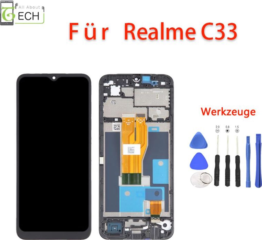 Für Oppo Realme C33 RMX3624 LCD Display mit Rahmen Touchscreen Bildschirm
