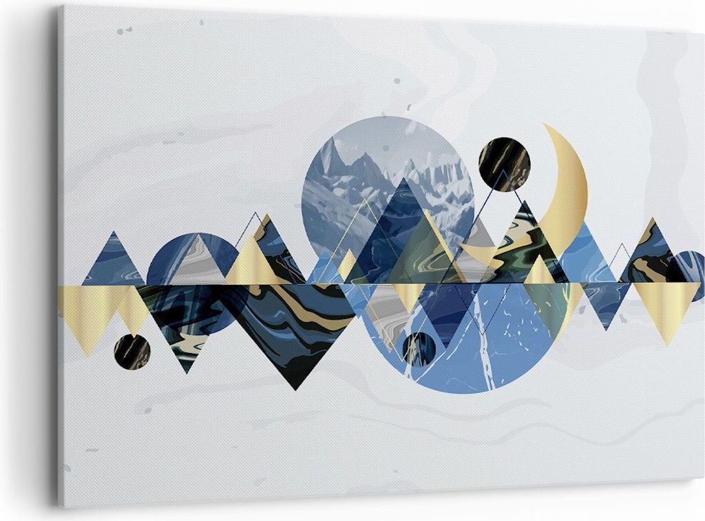 Bild auf Leinwand - Leinwandbild - Einteilig - Abstraktion Geometrisch Berge - 100x70cm - Wand Bild - Wanddeko - Wandbilder - Leinwanddruck - Bilde...
