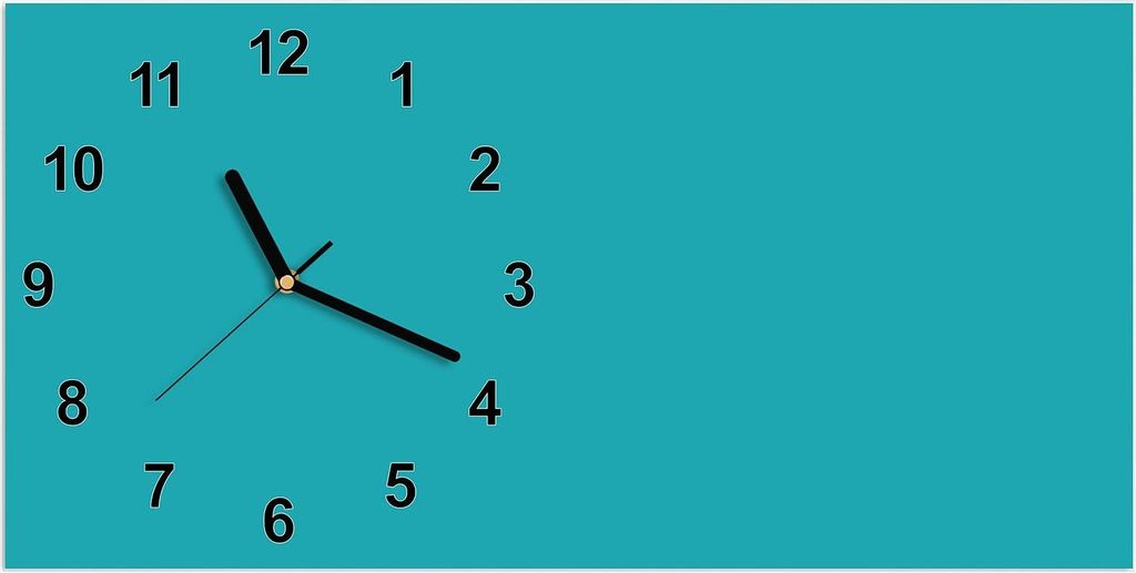 Wanduhr aus Glas mit Motiv Türkiser Hintergrund II- 60 x 30 cm - inkl. Aufhängesystem