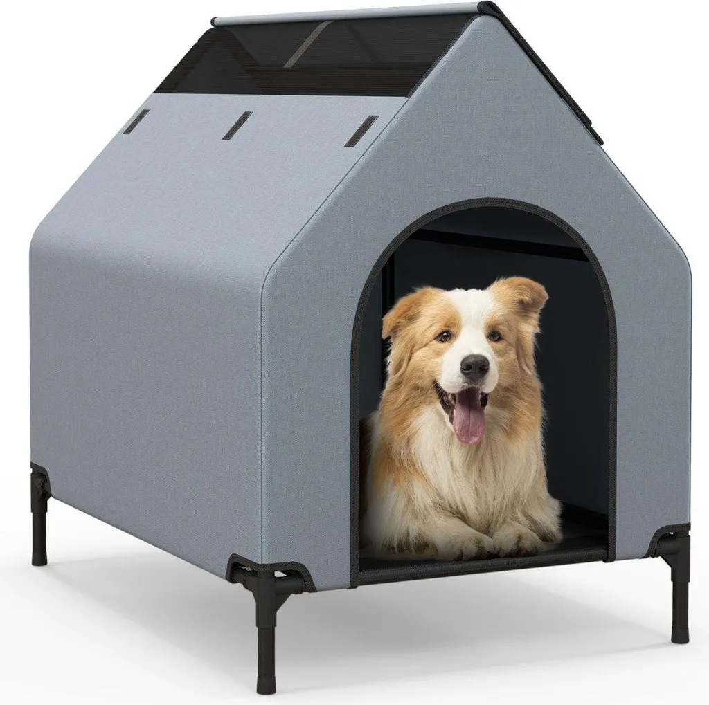 Niche pour chien anti-chaleur et humidité - Lit surélevé gris 86cm