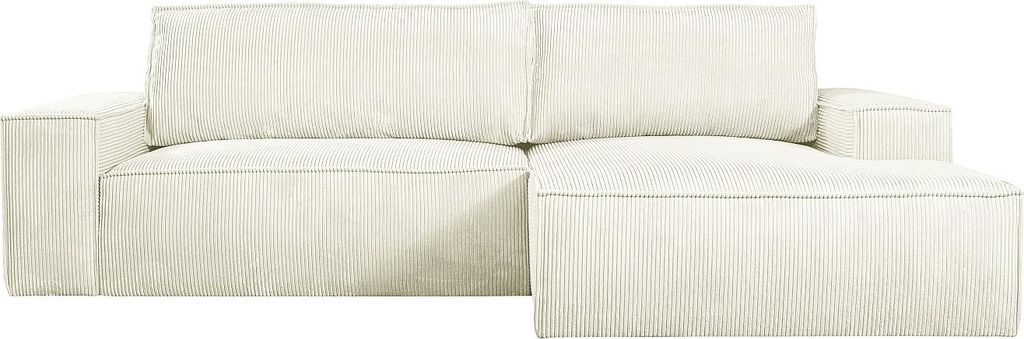 Schlafsofa mit rechter Ecke aus weißem Cord - AMELIA