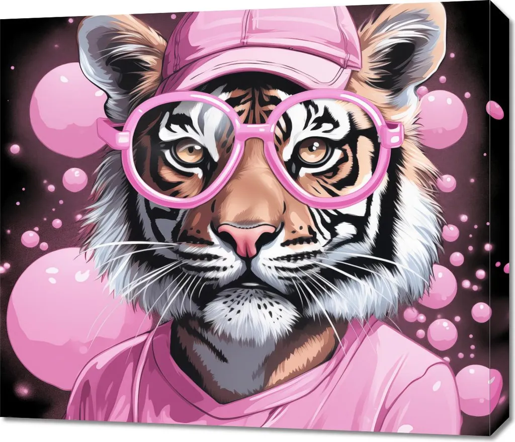 Décoration Murale Tigre Humain 70x60 cm en Toile Canvas de Qualité