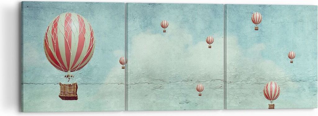 Bild auf Leinwand - Leinwandbild - Baloons Phantasie Illustration Fantasie - 120x40cm - Wand Bild - Wanddeko - Leinwanddruck - Bilder - Kunstdruck ...