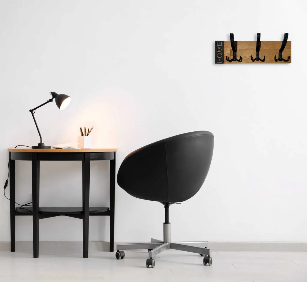 Porte-manteau mural gain de place en chêne pour entrée moderne 40 cm