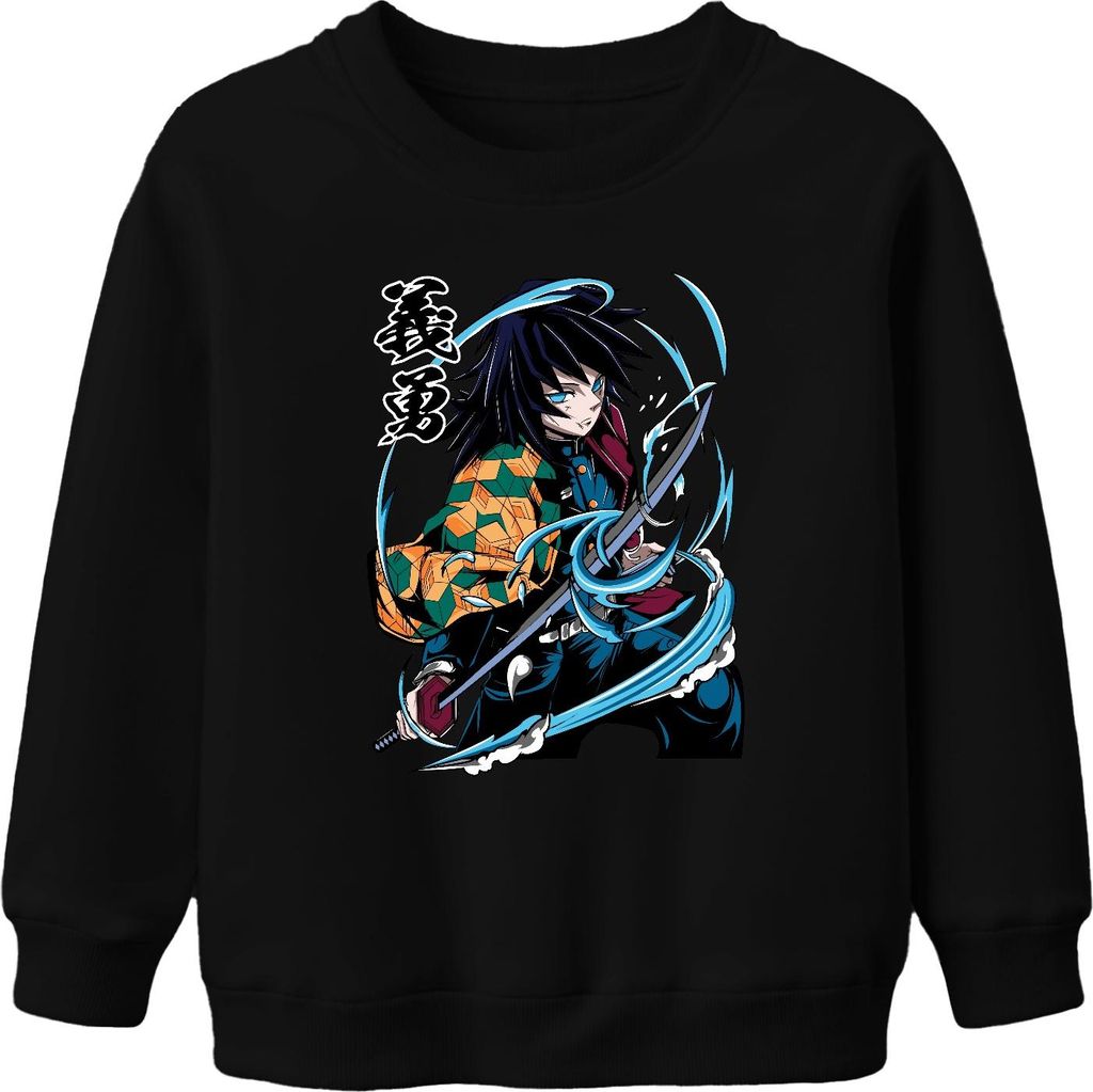 Giyu Tomioka Dämonenjäger Wasserklinge Anime Geschenk Sammler Uni Kinder Sweatshirt Pullover, Schwarz, 116