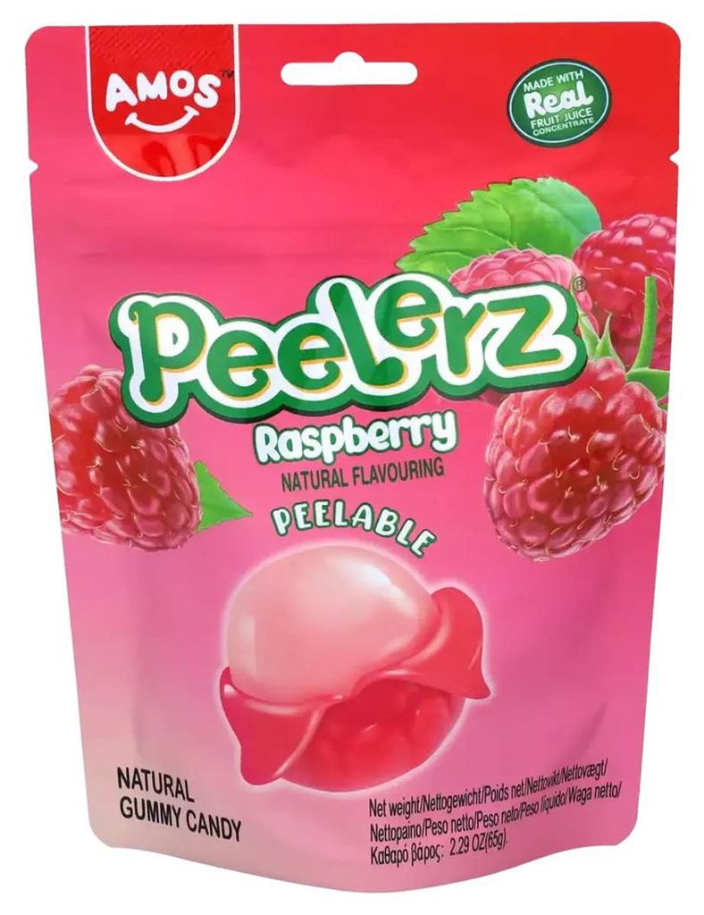 Amos Peelerz Gummies Raspberry mit einer fruchtigen Füllung 65g