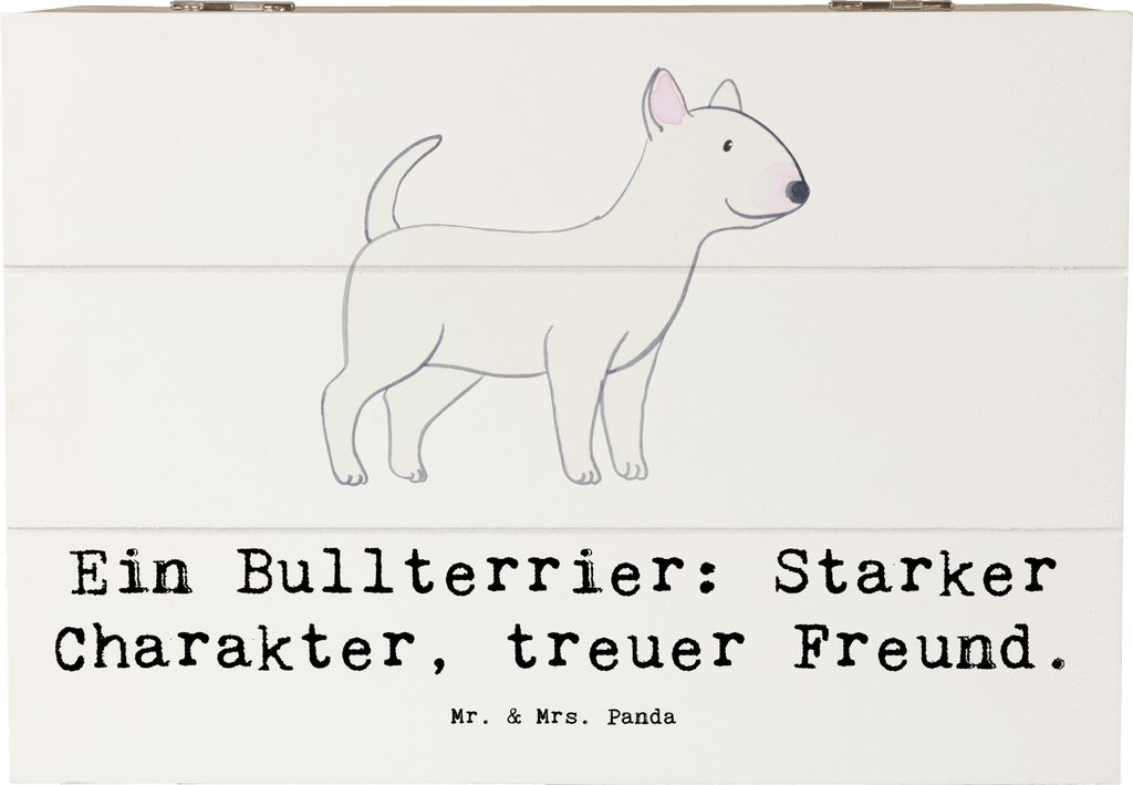 Mr. & Mrs. Panda Holzkiste Bullterrier Freund 22 x 15 cm - Weiß - Geschenk, außergewöhnliche Bindung, Box, Kiste, Erinnerungsbox, schatztruhe, r...