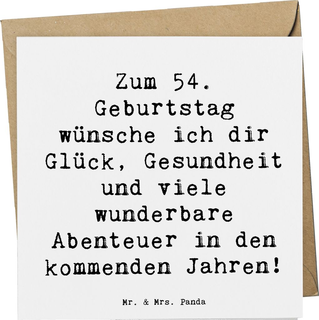 Mr. & Mrs. Panda Grußkarte Spruch 54. Geburtstag - Weiß - Produktbild 