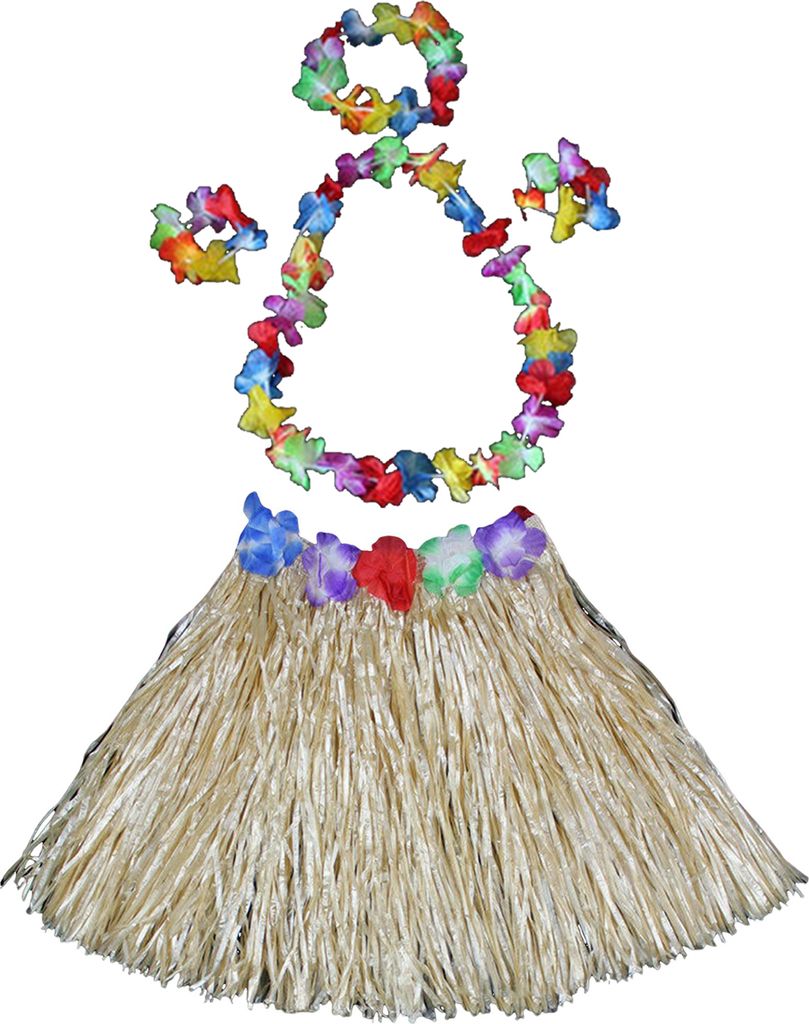Hawaiian Grass Hula Rock Set Mädchen Halskette Girlande Armband Hula Rock Kostüm Halloween Dance Performance Anzug Gras Rock