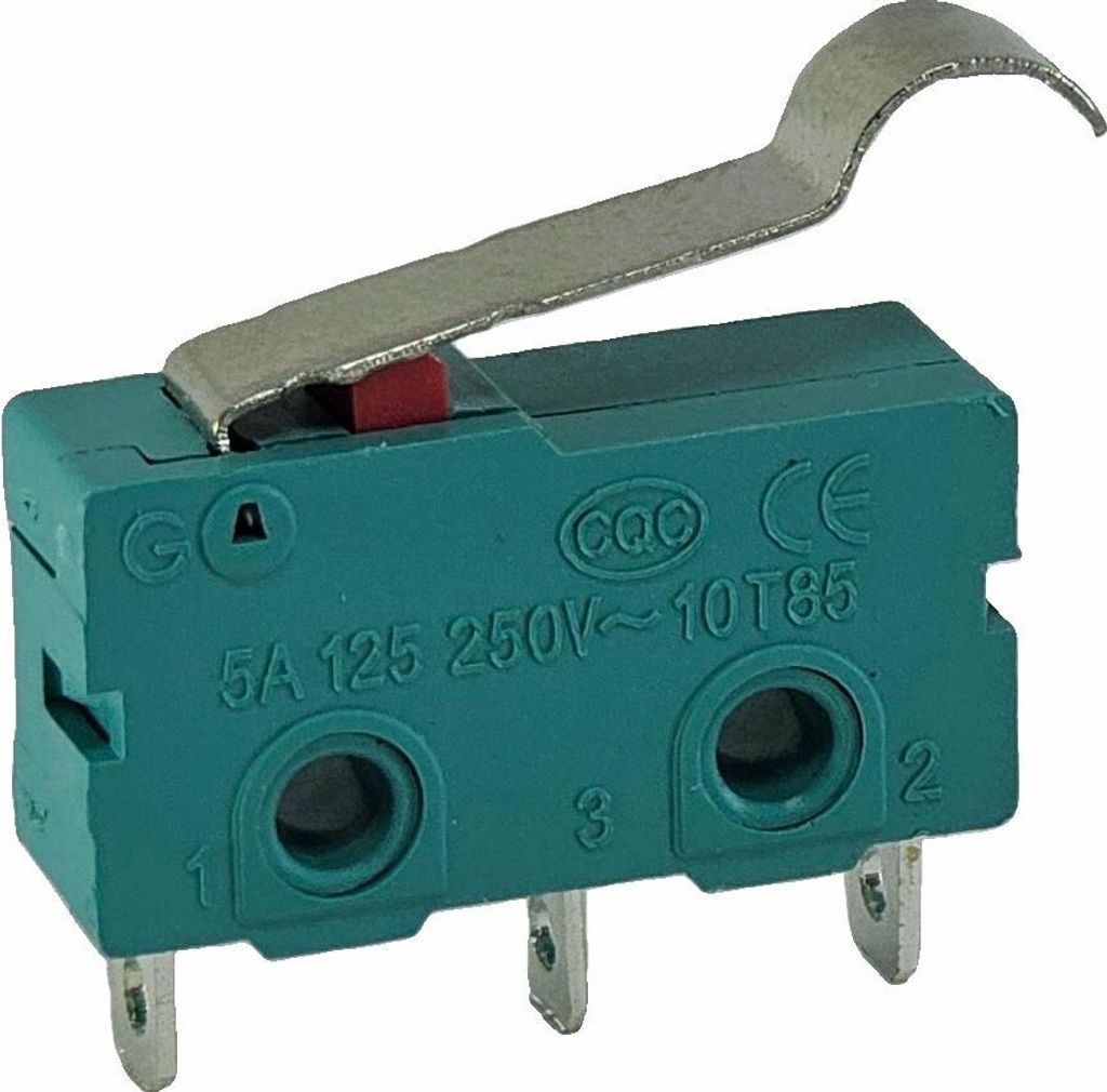 Mikrotaster 3 Pins 250V 5A 2 Stellungen EIN/EIN Endschalter mit halbrundem Hebel