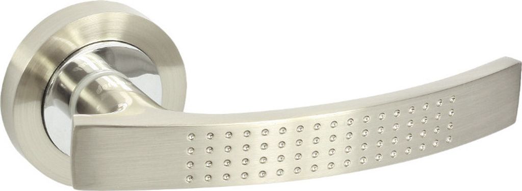 DOMINO Türgriff Drückergarnitur | Türklinke für Zimmertür, Bürotür, Kellertür & Innentür | Türbeschläge aus Aluminium | Nickel Türdrüc...