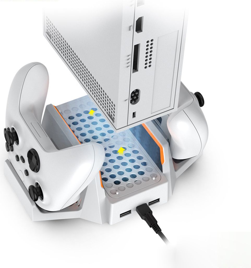 Für Xbox Series S Dual-Lüfter 3-stufig einstellbare Geschwindigkeit, Dual-Controller-Ladegerät mit LED-Anzeigen USB-Ports – 800 mAh wiederaufl...