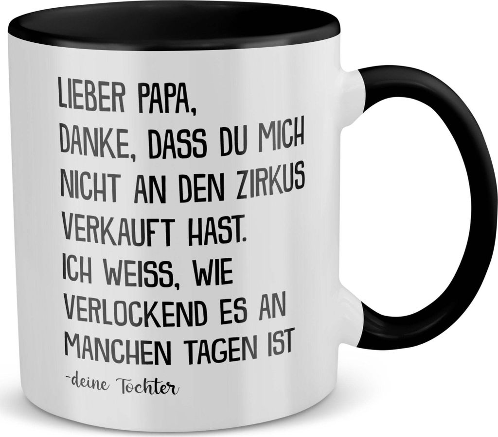 22Feels Papa Geschenk von Tochter Vatertag Vater Tasse Geburtstag Weihnachten Kaffeetasse Männer Haferl (Weiss-Schwarz)