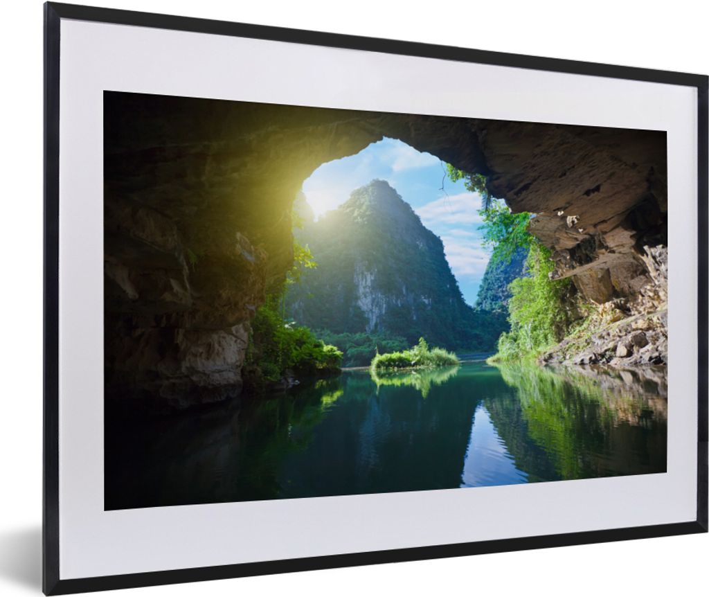 MuchoWow® Gerahmtes Poster Wasser - Höhle - Sonne - Natur - Produktbild 