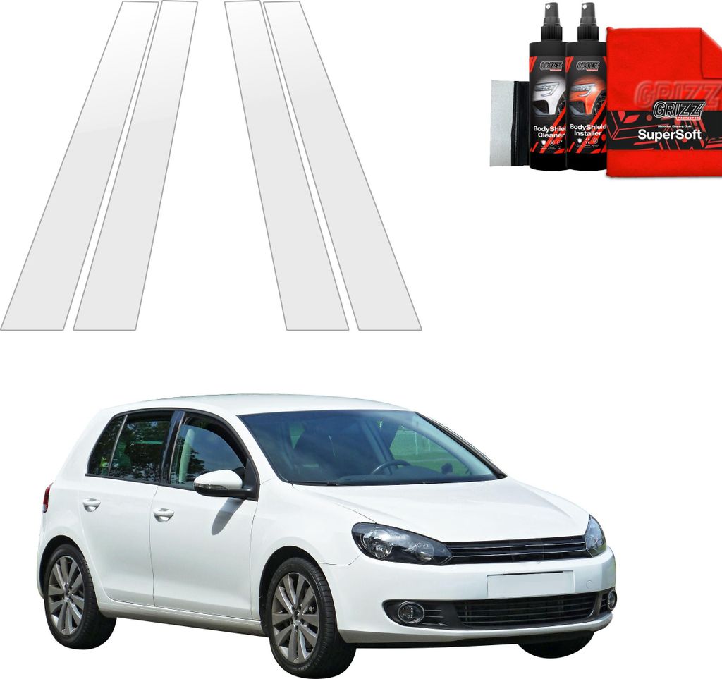 4in1 Schutzfolie für B-Säule - Volkswagen Golf 6 Hatchback 5D (2008-2013) Grizz Protector