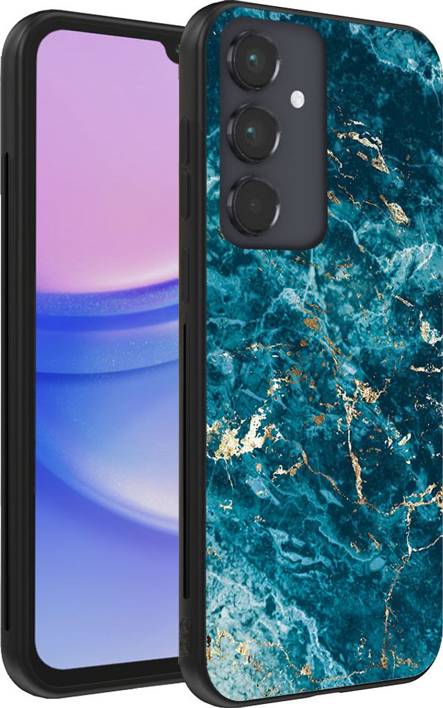 Handyhülle passend für Samsung Galaxy A15 mit Marmordruck - TPU Back Cover Case Marmor Design - Blau