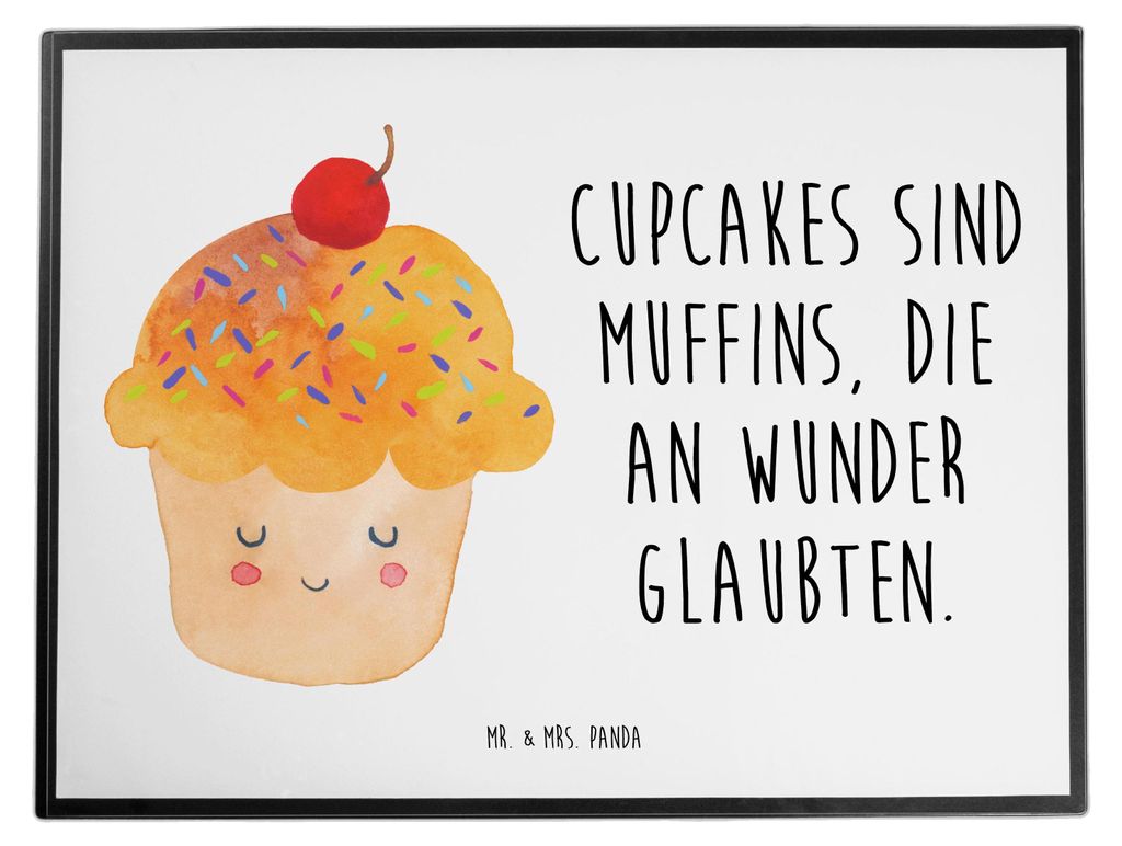 Mr. & Mrs. Panda schreibtischunterlage Cupcake - Weiß - Geschenk, schreibtischunterlagen, Wunder, Lustige Sprüche, Muffin, Motivation, schreibauf...