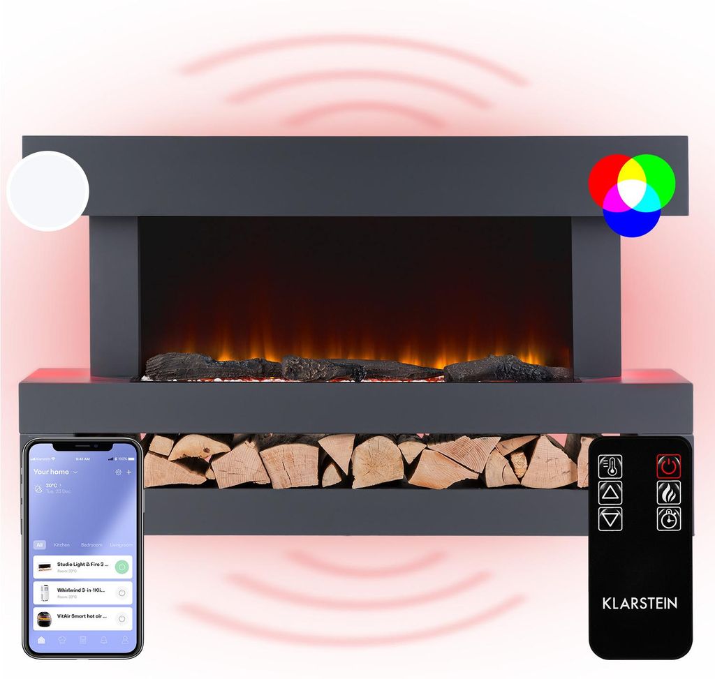 Klarstein Deko Kamin mit LED-Flammen, Elektro Kamin mit Produktbild 