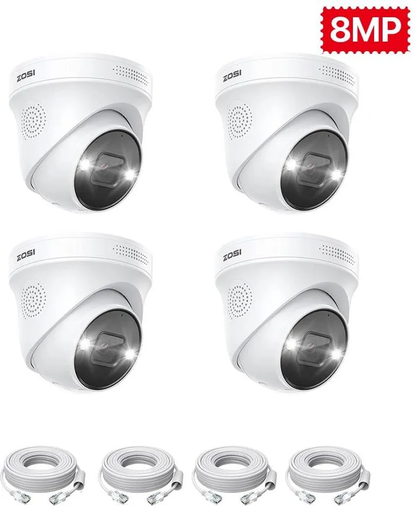 Caméra de surveillance 8MP résolution 4K avec vision nocturne couleur 4PK - 2