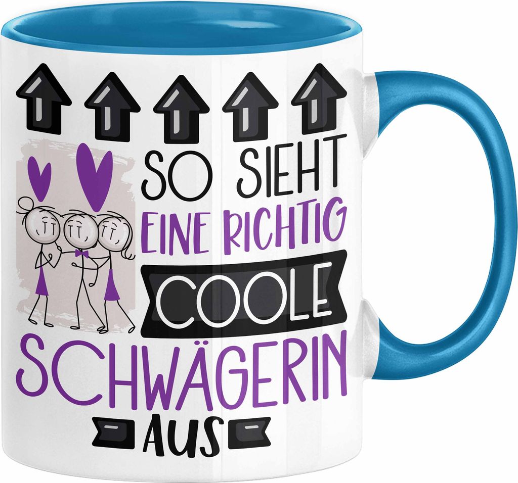 Schwägerin Geschenk Tasse Geschenkidee für Schwägerin Geburtstag Weihnachten Spruch So Sieht Eine Richtig Coole Schwägerin Aus Kaffee-Becher (B...
