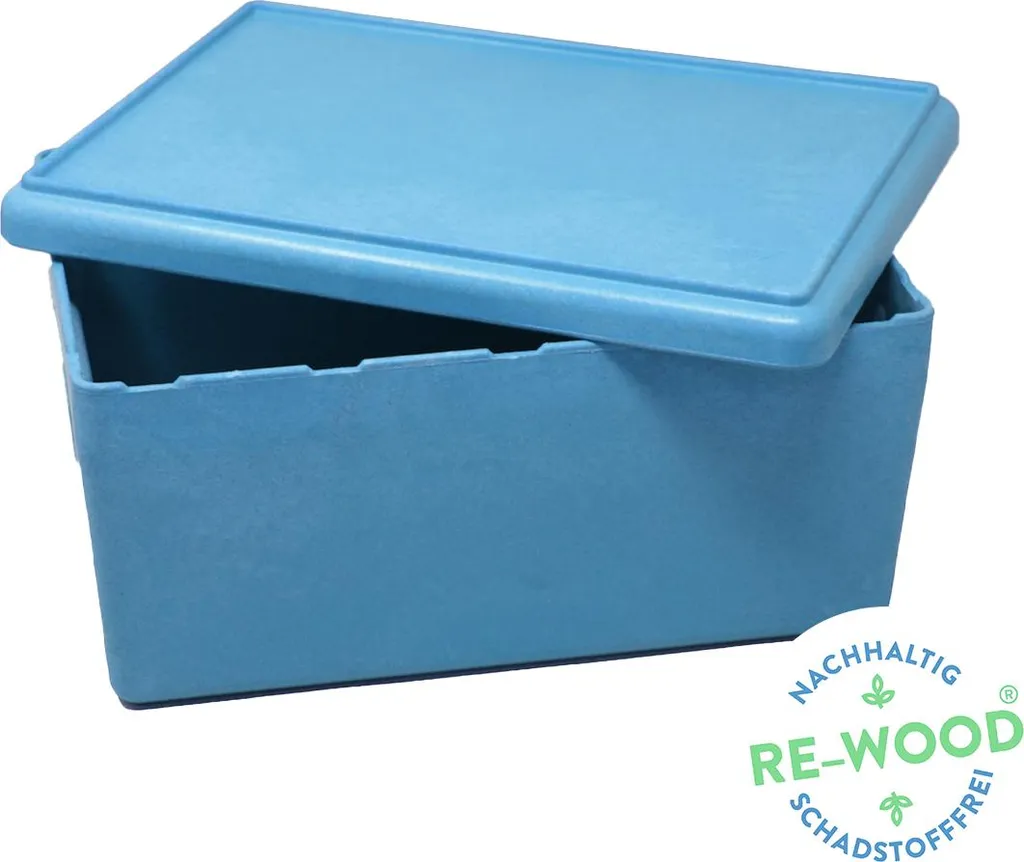 Wissner RE-Wood® Box Grande Blu con Coperchio - Organizer Eco-Friendly 4L