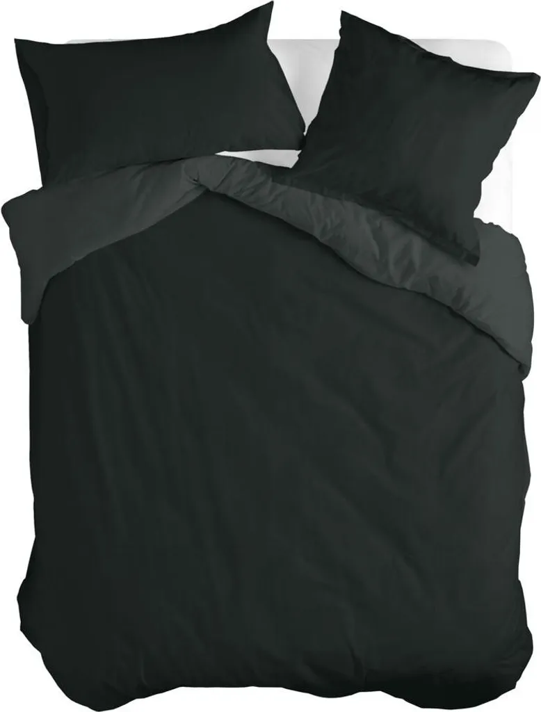 Housse de couette noire 200x200 cm HappyFriday BASIC pour lit sans plis