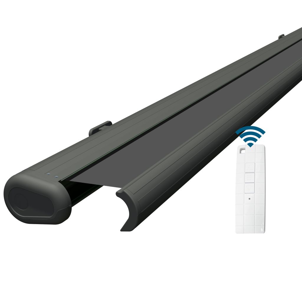Eclipse Premium elektrische Vollkassettenmarkise Grau 2,5x2 m Tuch: Grau