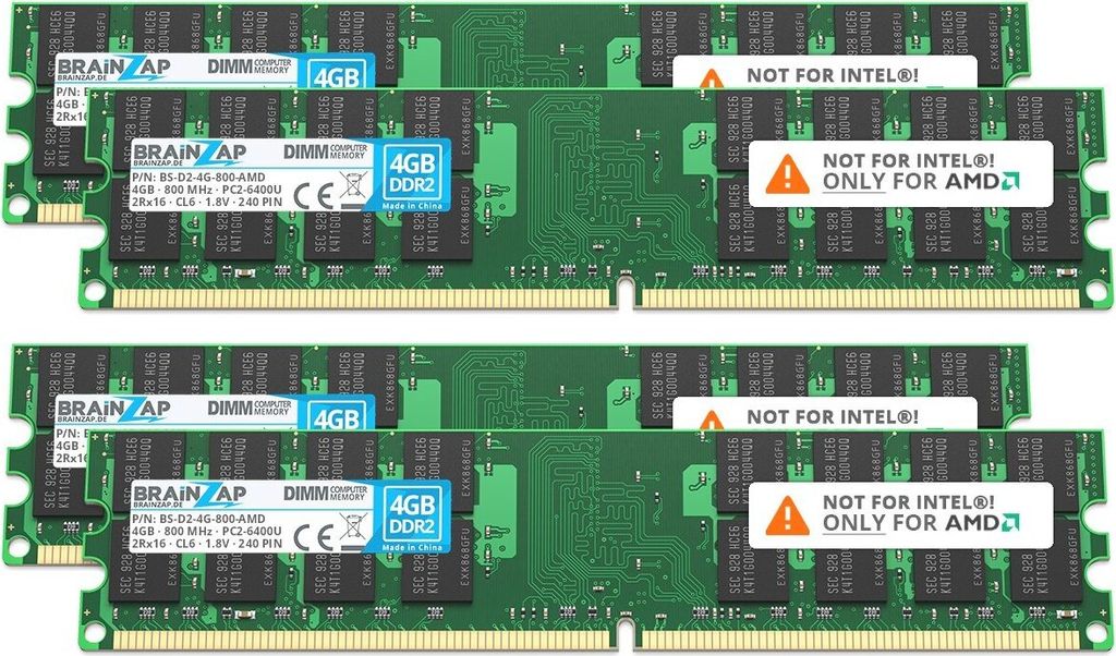 BRAINZAP 16GB DDR2 RAM DIMM PC2-6400U 2Rx16 800 MHz 1.8V Obrázek produktu 