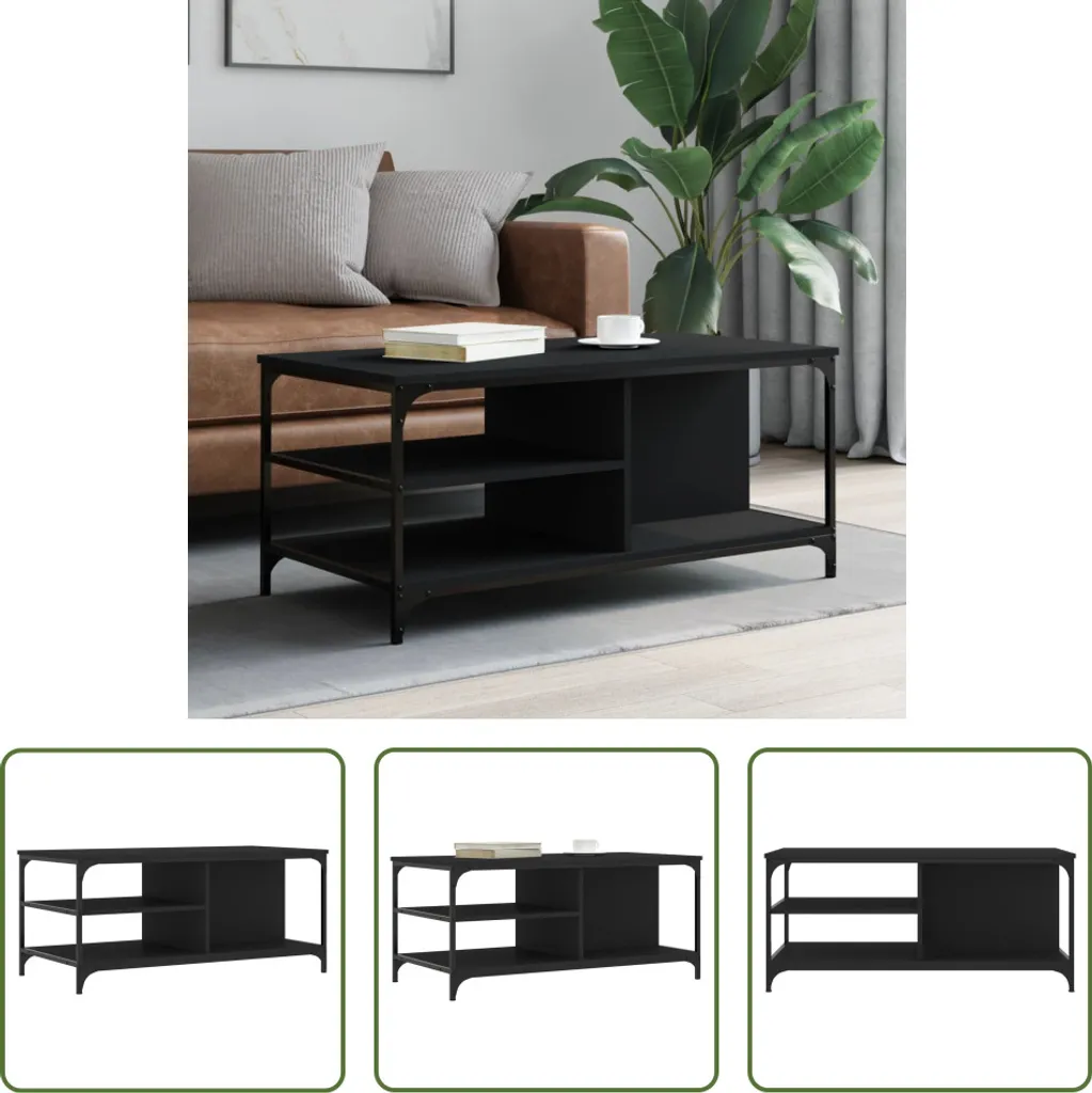 Tavolino Rettangolare Nero 100x50x45 cm The Living Store | Arredo