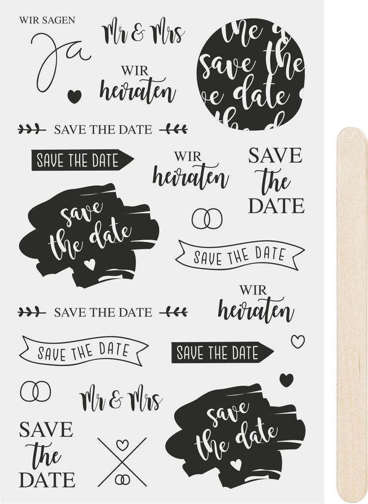 Heyda Rubbelsticker Save the Date sw schwarz