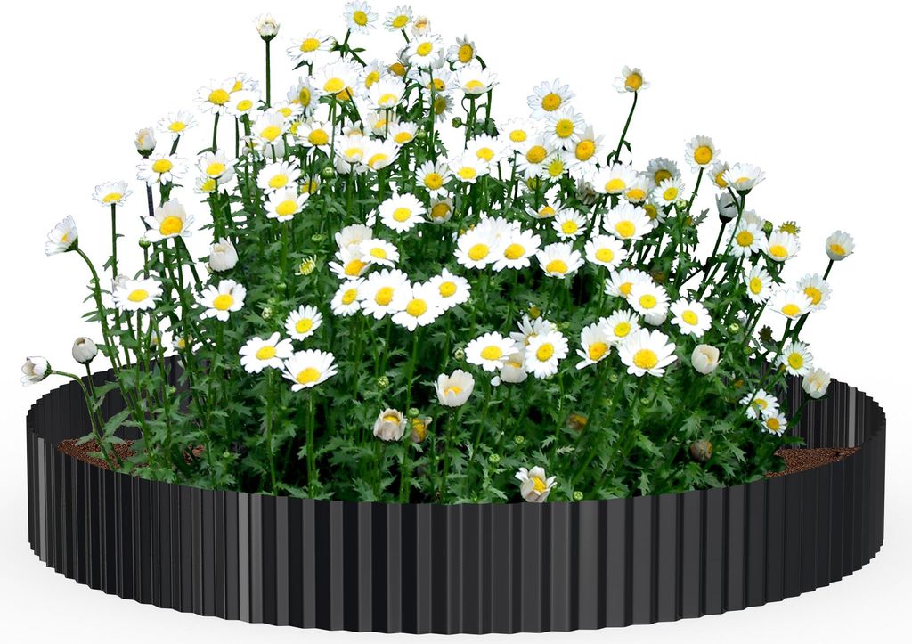 UISEBRT Schwarz Flexibel Rasenkante Beetumrandung 5m Länge 18cm Höhe Wellenform Metall Gartenumrandung Beeteinfassung für Rasen, Mähkante, Blum...