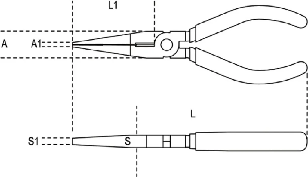 Pince de précision 200 mm pour accès difficiles et mécanique de pointe
