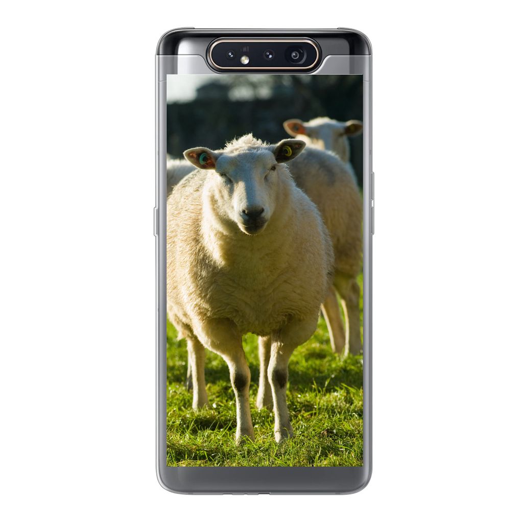 MuchoWow Handyhülle Schutzhülle Hülle für Samsung Galaxy A80 Schafe - Tiere - Wolle Silikon Softcase Handy Hülle - Schutzdeckel