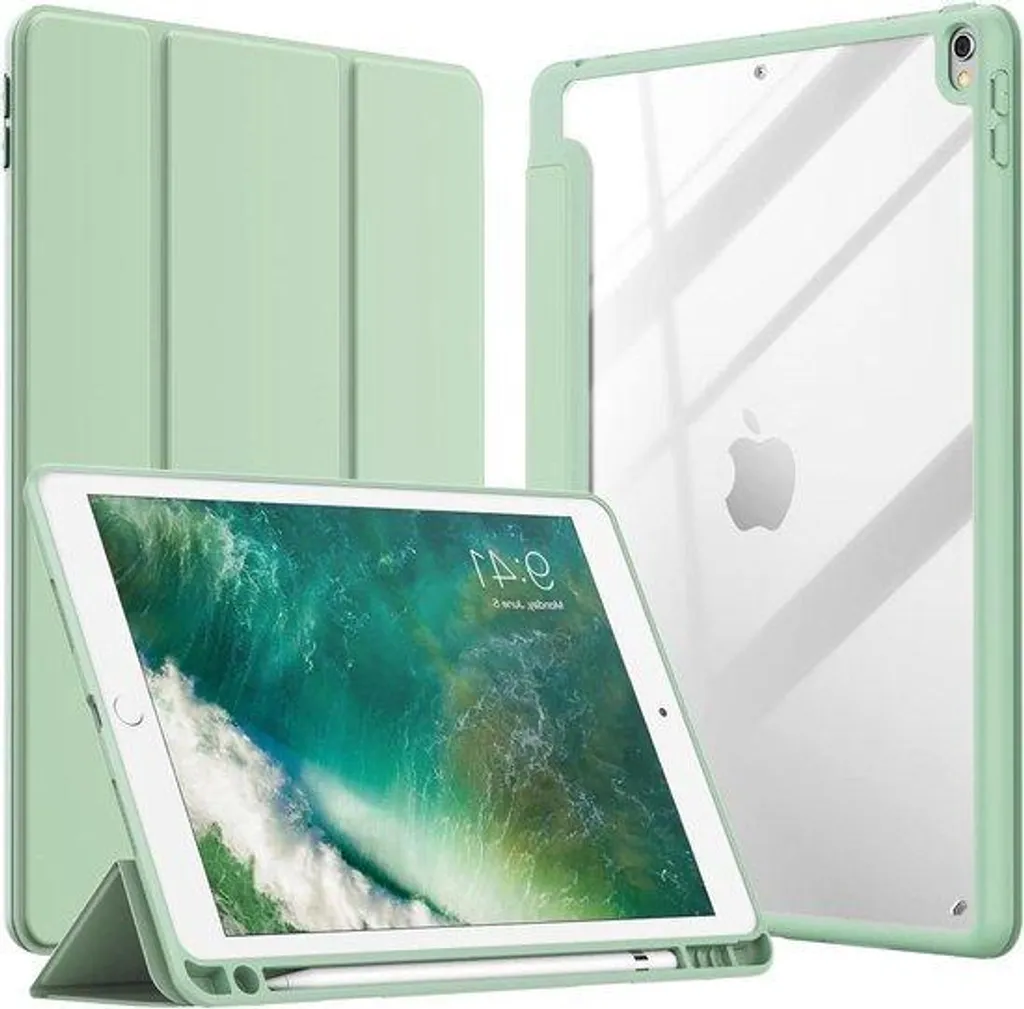 Housse de protection iPad vert matcha fine avec support pour stylet