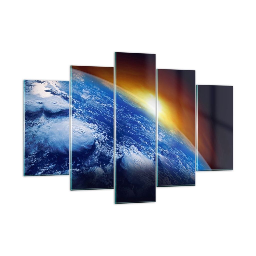Bilder auf glas - Galaxie Erde Raum - 150x100cm - Glasbilder - Wandbilder - Kunstdruck - zum Aufhängen bereit - Wanddekoration aus Glas - Glas Bil...