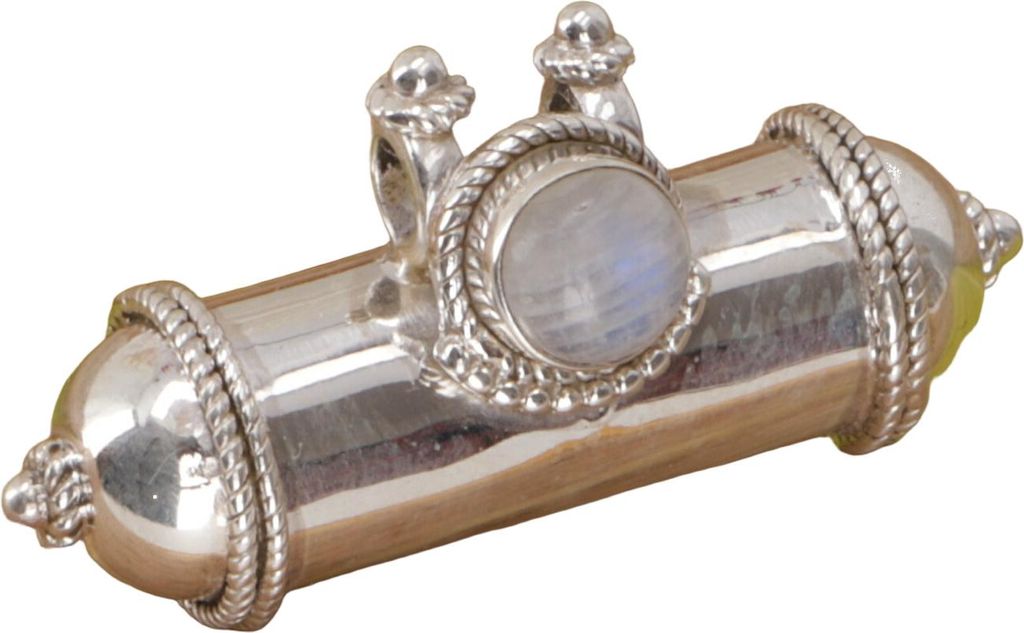 Silberanhänger Kleine Kapsel, Indischer Talisman Anhänger - Mondstein, Silber-Farben, SterlingSilber, 1,8*3,5*1 cm, Anhänger & Amulette aus Silber