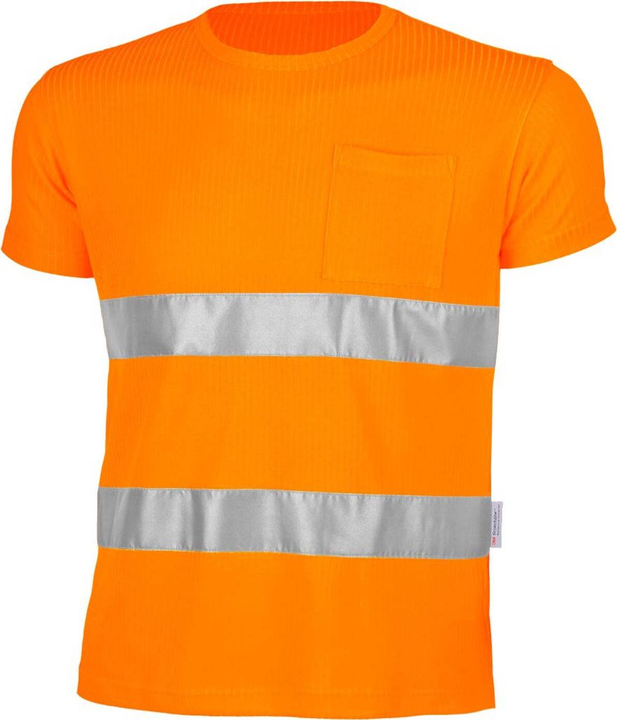 Qualitex T-Shirt - signalfarbenes Kurzarmshirt aus Mischgewebe mit DIN EN - in Farbe: warnorange - Herren: 3XL - Damen: 56