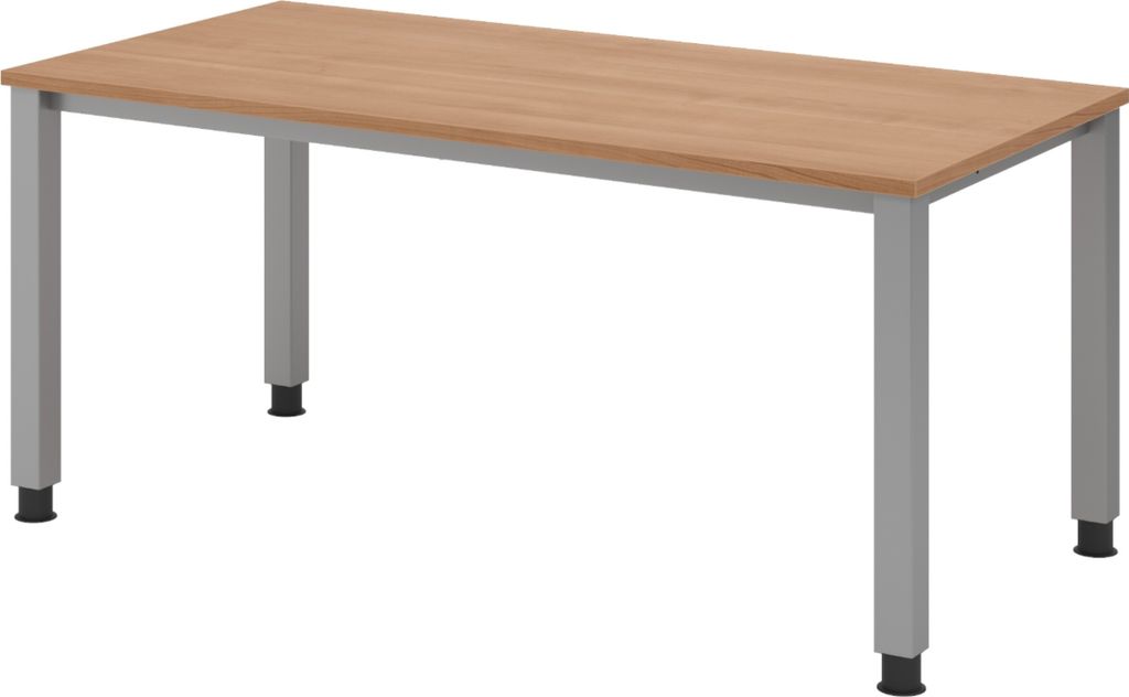 bümö Schreibtisch Serie-Q Gestell: Silber - Größe: 160 x 80 cm, Nachbildung: Nussbaum