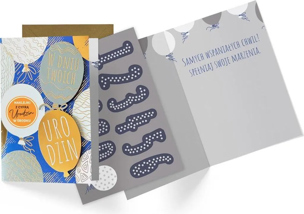 Biglietto di auguri DK-1163 - Il regalo perfetto per il compleanno di un uomo! Numeri personalizzati e palloncini colorati renderanno il giorno più speciale!