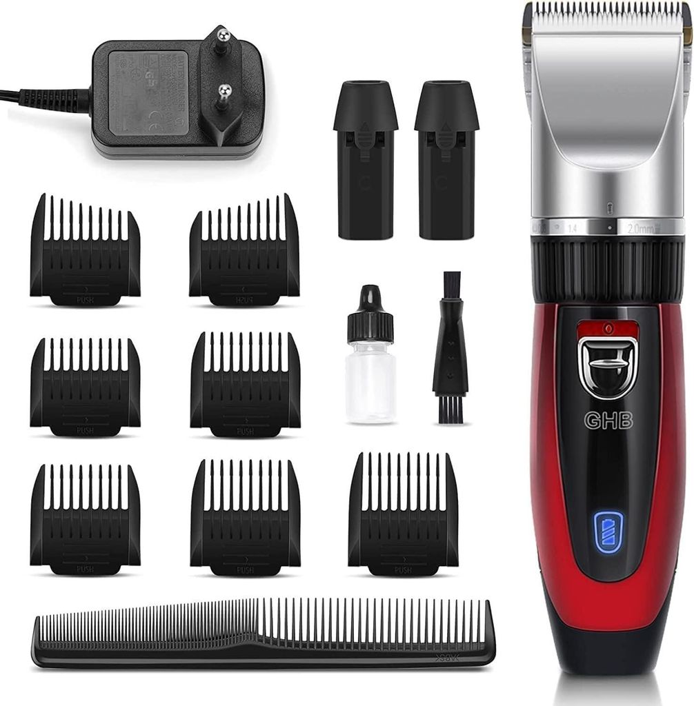 Haarschneidemaschine Akku Herren 2 Lithium Akkus 14Teiliges für Männer Kinder Salon Home Friseur Leistungsstarker Akku mit doppelter Energieverso...
