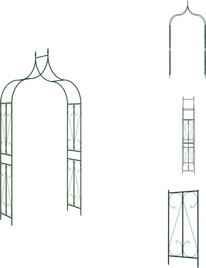 Arc de roses vert foncé vidaXL en fer résistant 120x38x258 cm pour jardin