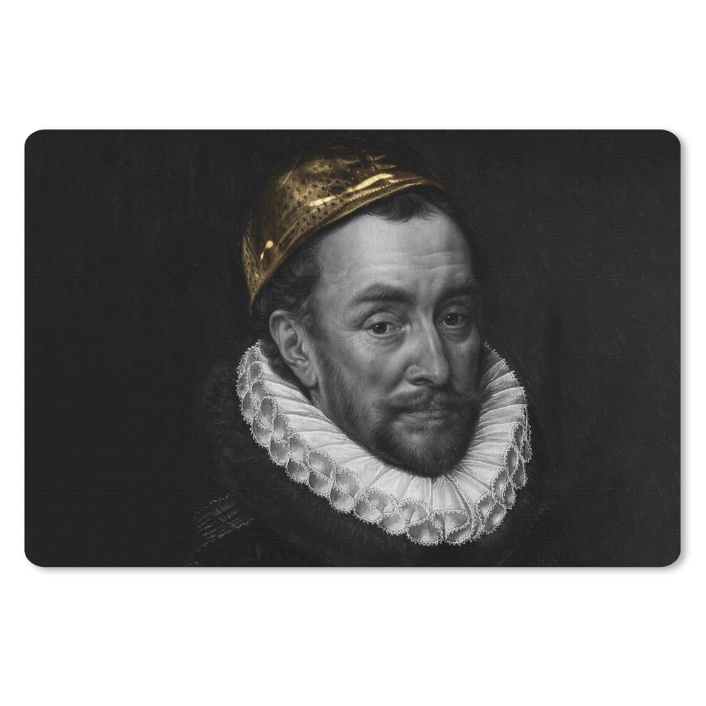 MuchoWow Mauspad Mousepad Wilhelm von Oranien - Adriaen Thomasz - Schwarz - Weiß 27x18 cm - Mousepads - Maus Mat - Pad - Mausunterlage - Büroar...