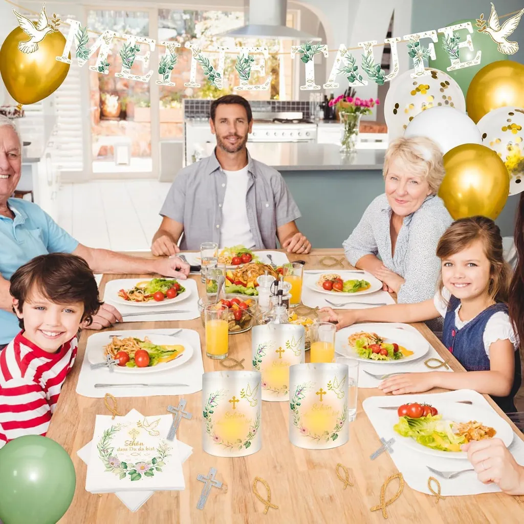 Set de décoration baptême complet avec guirlande ballons et serviettes - 4