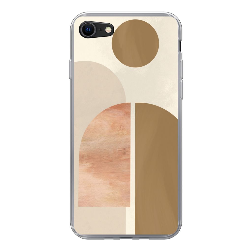 MuchoWow Handyhülle Schutzhülle Hülle für iPhone 8 Rosa - Braun - Design Silikon Softcase Handy Hülle - Schutzhaube