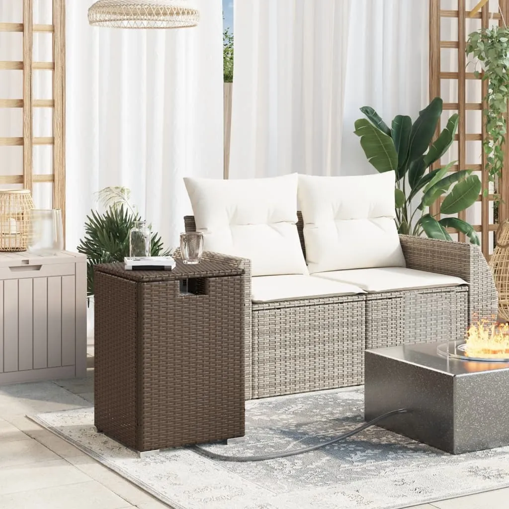 Table d'appoint cache-gaz propane 40x40x60cm rotin marron terrasse