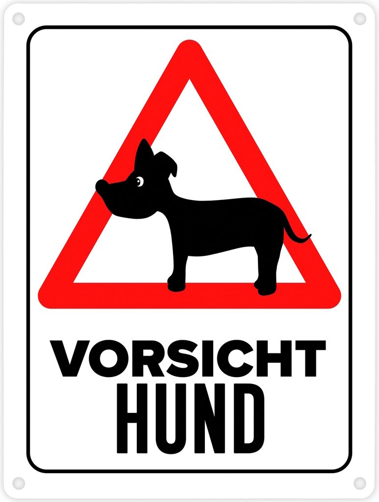 Vorsicht Hund Metallschild in 15x20 cm mit Hunde Silhouette