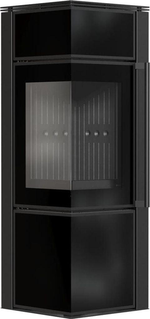 Kaminofen aus Stahl KRATKI TORA/S 8 kW Ø 150 Schwarzes Glaspaneel schwarz Verkleidung mit Türfeder