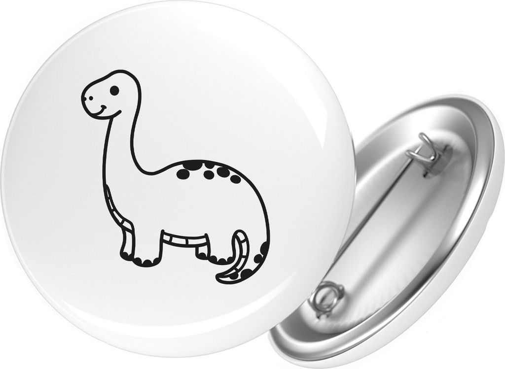 Huuraa Button Brontosaurus Dinosaurier 59mm rund mit Sicherheitsnadel Ansteckbutton Geschenkidee